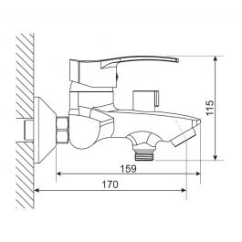 Смеситель для ванны однорычажный с д/к Vanhausen Joanne VN35.401.000 - Схема